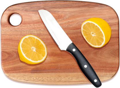 Small Acacia Wood Cutting Boards for Kitchen with Hanging | Medium Wooden Cutting Board for Vegetables, Fruit, Bread, Meat, Cheese, Charcuterie - BPA Free, 10" x 8"