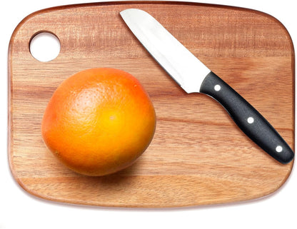 Small Acacia Wood Cutting Boards for Kitchen with Hanging | Medium Wooden Cutting Board for Vegetables, Fruit, Bread, Meat, Cheese, Charcuterie - BPA Free, 10" x 8"