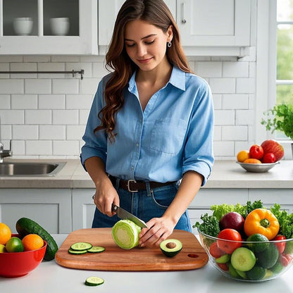 Small Acacia Wood Cutting Boards for Kitchen with Hanging | Medium Wooden Cutting Board for Vegetables, Fruit, Bread, Meat, Cheese, Charcuterie - BPA Free, 10" x 8"