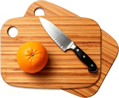 Small Acacia Wood Cutting Boards for Kitchen with Hanging | Medium Wooden Cutting Board for Vegetables, Fruit, Bread, Meat, Cheese, Charcuterie - BPA Free, 10" x 8"