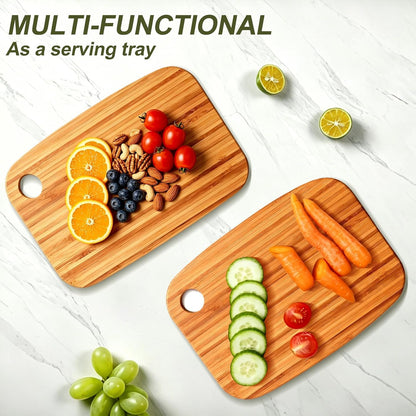 Small Acacia Wood Cutting Boards for Kitchen with Hanging | Medium Wooden Cutting Board for Vegetables, Fruit, Bread, Meat, Cheese, Charcuterie - BPA Free, 10" x 8"