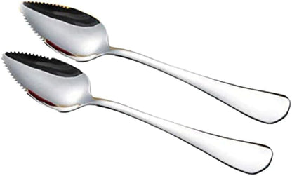 2Pcs Grapefruit Spoon Stainless Steel Fruit Spoon,Stainless Steel Spoon,Dessert Spoons,Serrated Edge Ice Cream Scrape Cut Spoons For Fruit Dessert Cheese Vegetables Kitchen Tool with Non-stick Plating