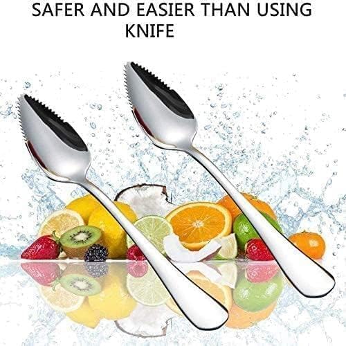 2Pcs Grapefruit Spoon Stainless Steel Fruit Spoon,Stainless Steel Spoon,Dessert Spoons,Serrated Edge Ice Cream Scrape Cut Spoons For Fruit Dessert Cheese Vegetables Kitchen Tool with Non-stick Plating