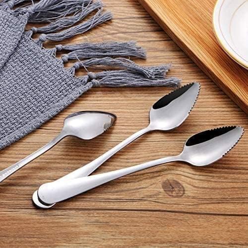 2Pcs Grapefruit Spoon Stainless Steel Fruit Spoon,Stainless Steel Spoon,Dessert Spoons,Serrated Edge Ice Cream Scrape Cut Spoons For Fruit Dessert Cheese Vegetables Kitchen Tool with Non-stick Plating