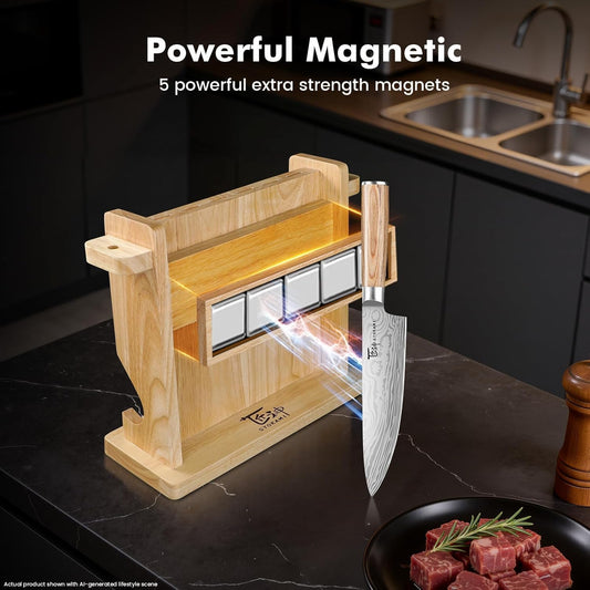 2026 Upgrade Knife Set 14 Japanese Style Kitchen Knife Set with Torii-Style Magnetic Block, Razor-Sharp High Carbon Stainless Steel Knives Set for Kitchen with Anti-Slip Handle, Ideal for Gift