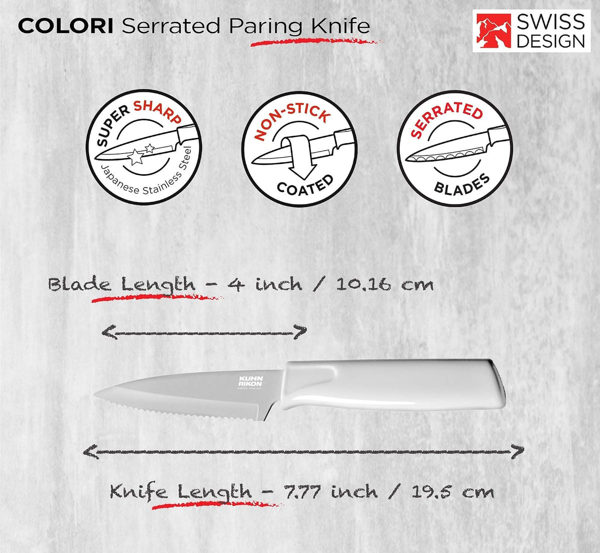 COLORI Straight and Serrated Paring Knife with Safety Sheath, 4 inch/10.16 cm Blade, Set of 2, Green and Yellow