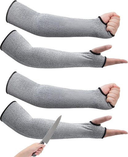 2 Pairs Cut Resistant Garden Sleeves Protective Arm Gardening Sleeves for Men & Women with Thumb Hole, 18 inch Arm Guards for Thin Skin, Gardening, Cutting, Pet Grooming