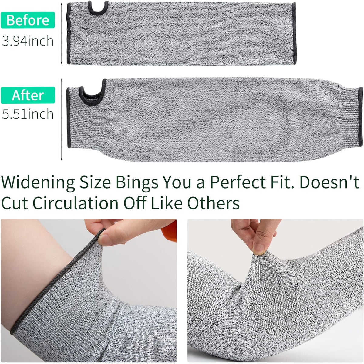 2 Pairs Cut Resistant Garden Sleeves Protective Arm Gardening Sleeves for Men & Women with Thumb Hole, 18 inch Arm Guards for Thin Skin, Gardening, Cutting, Pet Grooming