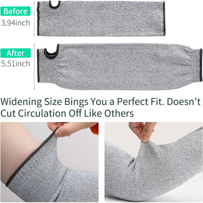 2 Pairs Cut Resistant Garden Sleeves Protective Arm Gardening Sleeves for Men & Women with Thumb Hole, 18 inch Arm Guards for Thin Skin, Gardening, Cutting, Pet Grooming