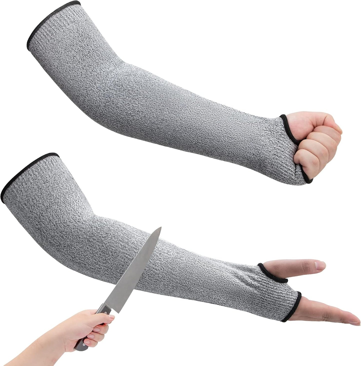 2 Pairs Cut Resistant Garden Sleeves Protective Arm Gardening Sleeves for Men & Women with Thumb Hole, 18 inch Arm Guards for Thin Skin, Gardening, Cutting, Pet Grooming