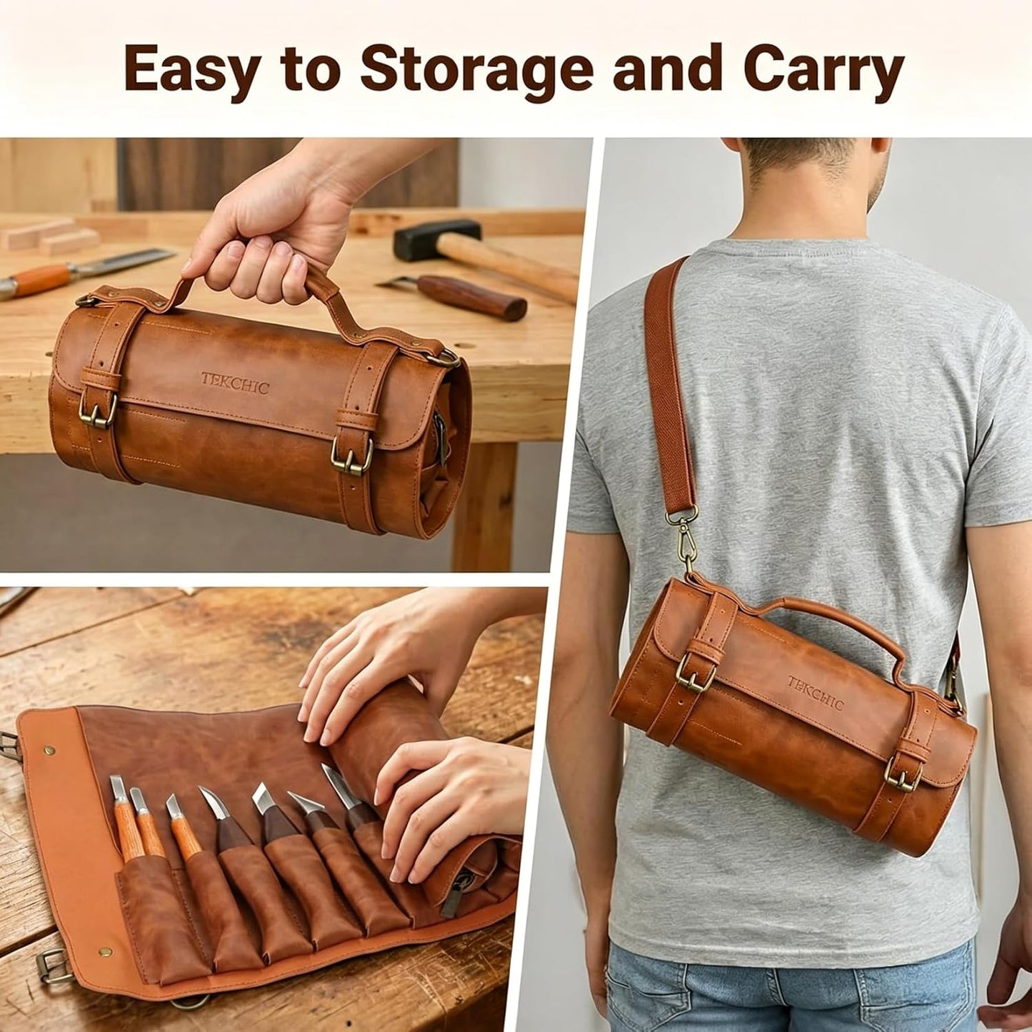 Tekchic Wood Carving Kit Deluxe-Whittling Knife, Wood Carving Knife Set | Wood Whittling Kit for Beginners, Carving Knife Woodworking Wood Carving Tools Set with Large Leather Case