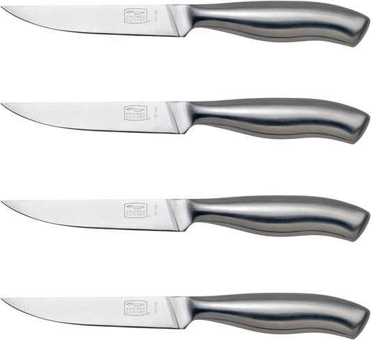 Insignia Steel 4-Piece Steak Knives, 4.5" Stainless Steel Blades for Effortless Cutting, For Home Kitchen and Professional Use