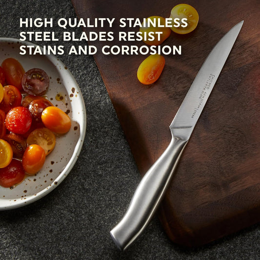 Insignia Steel 4-Piece Steak Knives, 4.5" Stainless Steel Blades for Effortless Cutting, For Home Kitchen and Professional Use