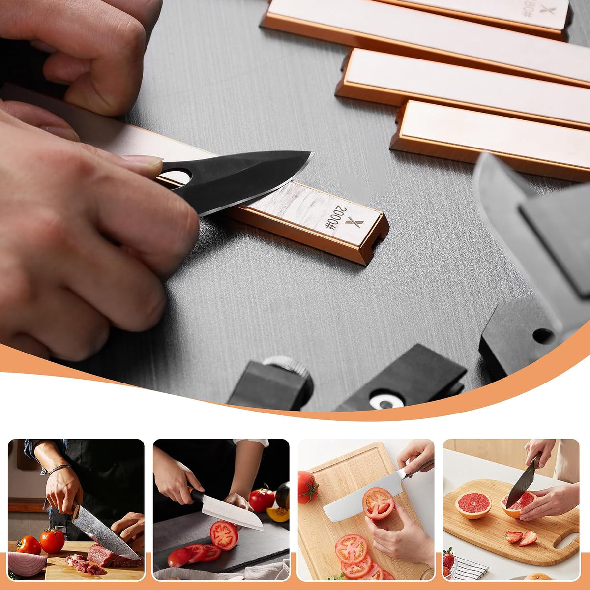 6 PCS Diamond Sharpening Stone Set, Fast Edge Restoration | 180/400/800/1500/2000/3000 grit, 6.2 × 0.9" plates, Fits XARILK sharpening systems, Coarse to fine sharpening