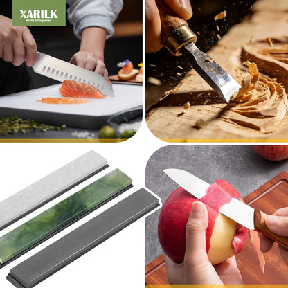 6 PCS Diamond Sharpening Stone Set, Fast Edge Restoration | 180/400/800/1500/2000/3000 grit, 6.2 × 0.9" plates, Fits XARILK sharpening systems, Coarse to fine sharpening