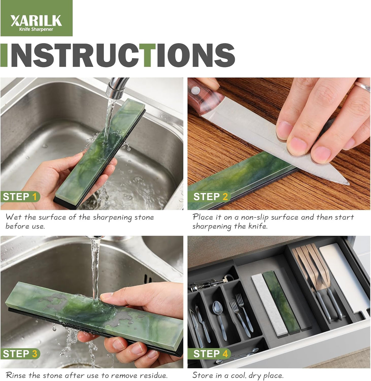 6 PCS Diamond Sharpening Stone Set, Fast Edge Restoration | 180/400/800/1500/2000/3000 grit, 6.2 × 0.9" plates, Fits XARILK sharpening systems, Coarse to fine sharpening