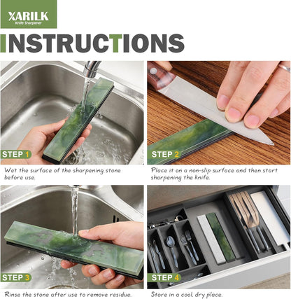 6 PCS Diamond Sharpening Stone Set, Fast Edge Restoration | 180/400/800/1500/2000/3000 grit, 6.2 × 0.9" plates, Fits XARILK sharpening systems, Coarse to fine sharpening