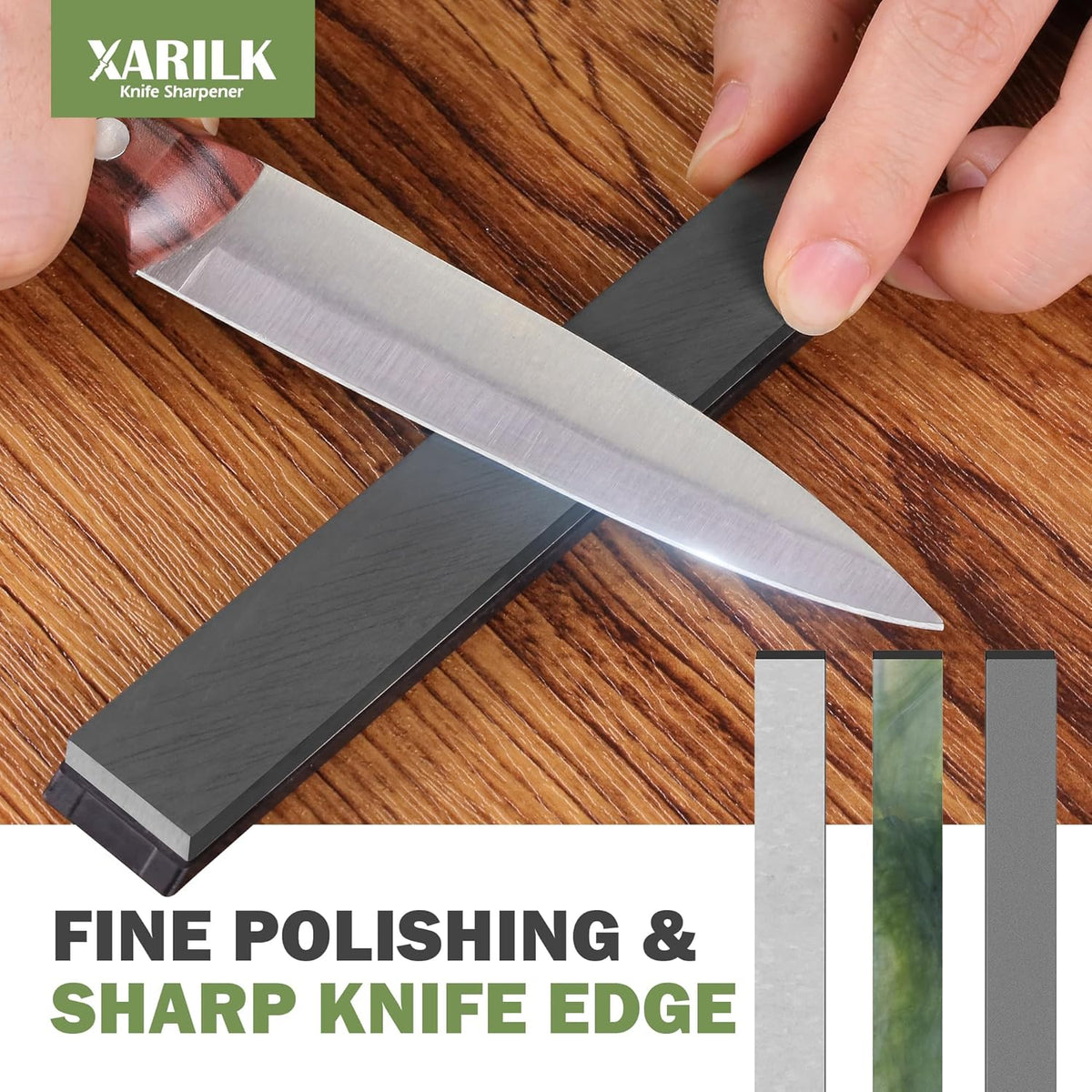 6 PCS Diamond Sharpening Stone Set, Fast Edge Restoration | 180/400/800/1500/2000/3000 grit, 6.2 × 0.9" plates, Fits XARILK sharpening systems, Coarse to fine sharpening