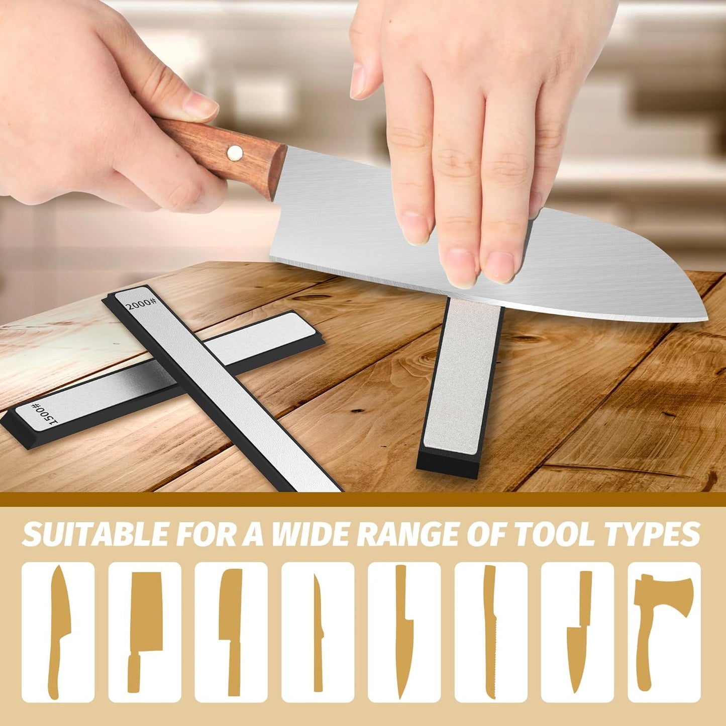 6 PCS Diamond Sharpening Stone Set, Fast Edge Restoration | 180/400/800/1500/2000/3000 grit, 6.2 × 0.9" plates, Fits XARILK sharpening systems, Coarse to fine sharpening