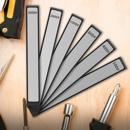 6 PCS Diamond Sharpening Stone Set, Fast Edge Restoration | 180/400/800/1500/2000/3000 grit, 6.2 × 0.9" plates, Fits XARILK sharpening systems, Coarse to fine sharpening