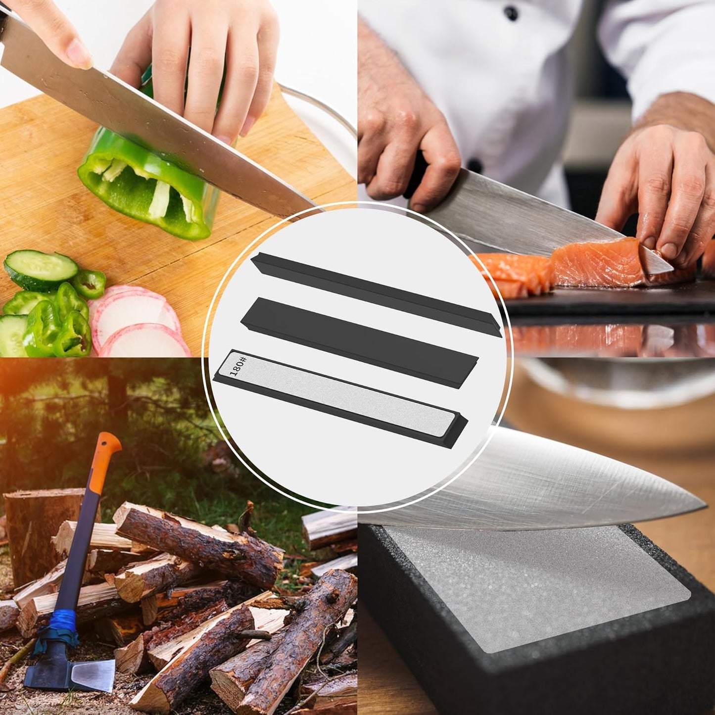 6 PCS Diamond Sharpening Stone Set, Fast Edge Restoration | 180/400/800/1500/2000/3000 grit, 6.2 × 0.9" plates, Fits XARILK sharpening systems, Coarse to fine sharpening