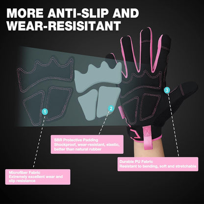 Safety Work Gloves, Mechanic Working Gloves for Men Women, Touch Screen, Terry Fabric, Non-Slip