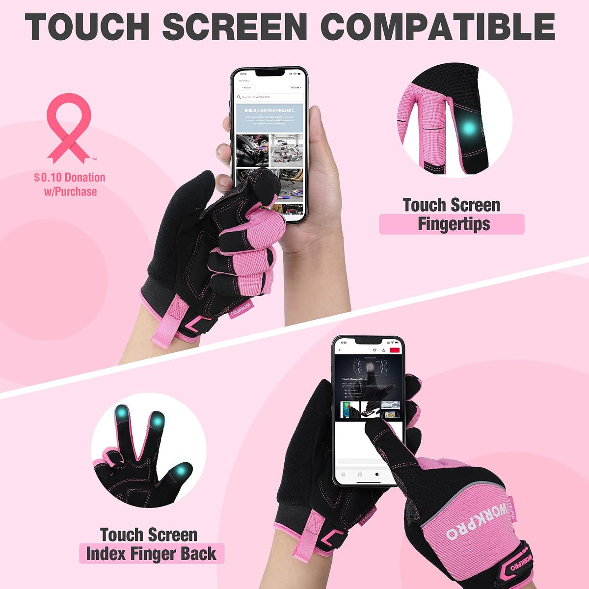 Safety Work Gloves, Mechanic Working Gloves for Men Women, Touch Screen, Terry Fabric, Non-Slip