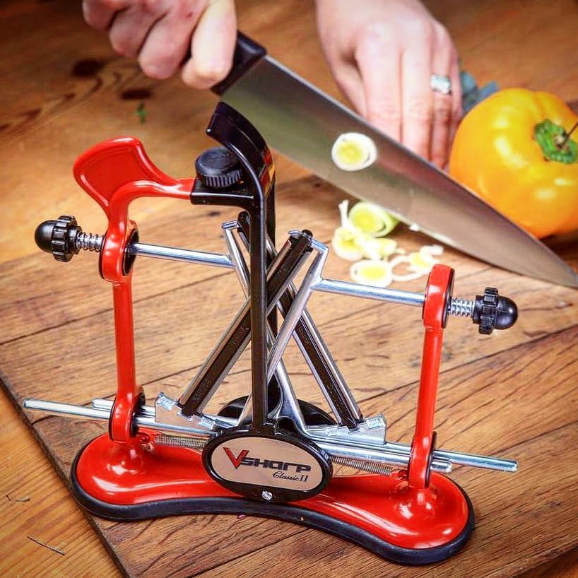 Warthog V-Sharp A4 Knife Sharpener, Ideal for Home Cooks, Fishermen, Hunters, Diamond Rods, Adjustable Angles, Metal Frame