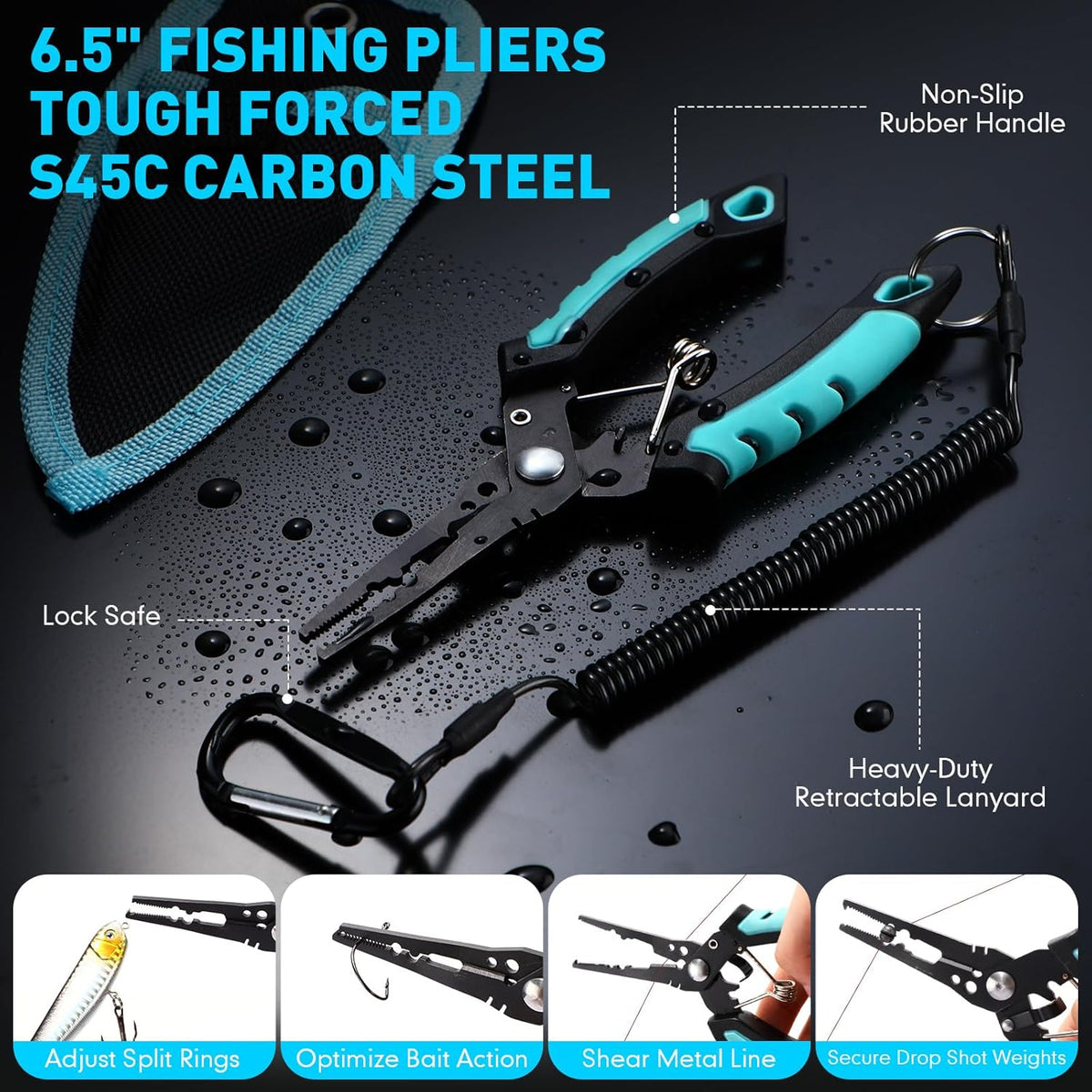14 Pcs Fishing Tool Kit, Fillet Knife, Fishing Pliers with Lanyard, Digital Scale, Lip Gripper, Hook Remover Fish Scaler Braid Scissors Gloves Sharpening Rod Retractor Towel Bag