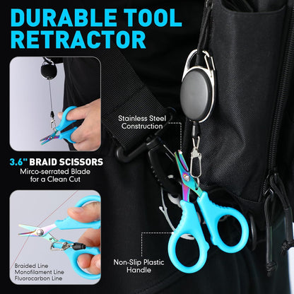 14 Pcs Fishing Tool Kit, Fillet Knife, Fishing Pliers with Lanyard, Digital Scale, Lip Gripper, Hook Remover Fish Scaler Braid Scissors Gloves Sharpening Rod Retractor Towel Bag