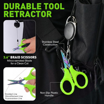 14 Pcs Fishing Tool Kit, Fillet Knife, Fishing Pliers with Lanyard, Digital Scale, Lip Gripper, Hook Remover Fish Scaler Braid Scissors Gloves Sharpening Rod Retractor Towel Bag