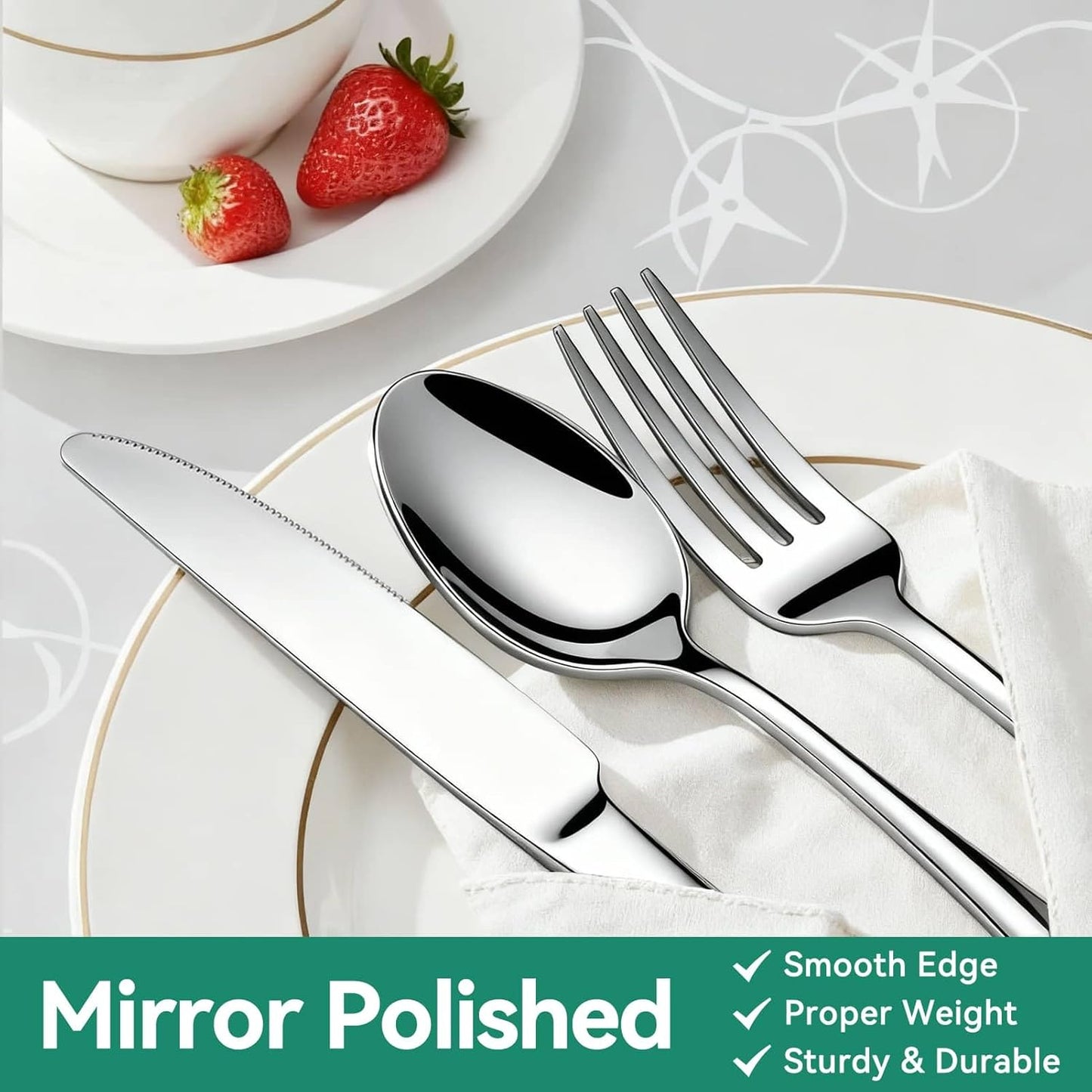49PCS Silverware Set with Organizer, Stainless Steel Flatware Drawer Cutlery Set for 8, Kitchen Utensils with Steak Knives Mirror Polished Dinner Knife Forks Spoons Tableware Service Tray