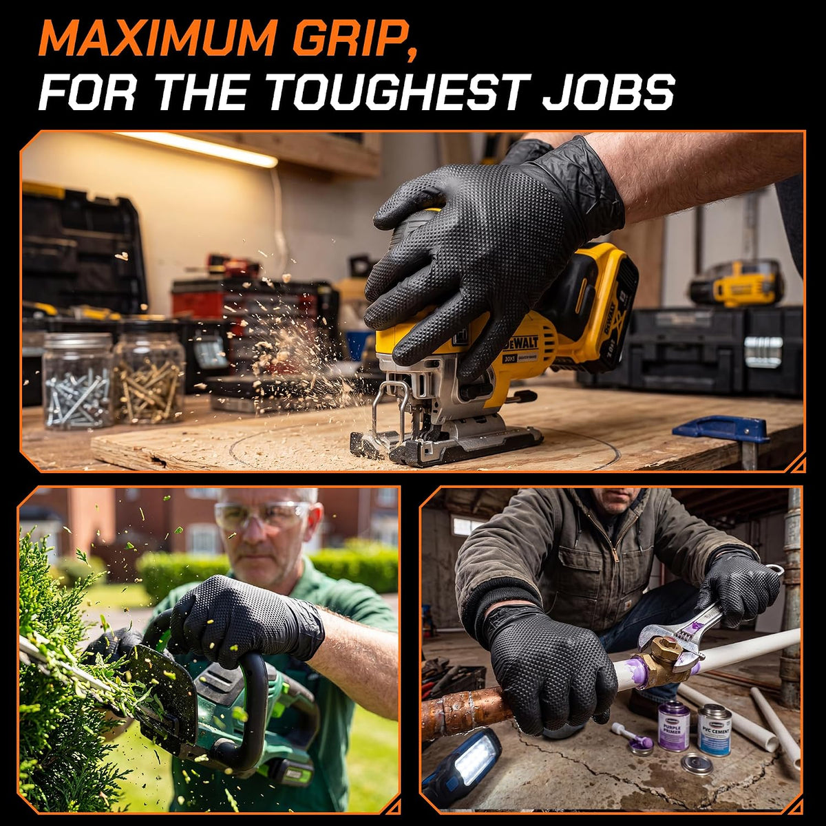 10 Mil HEAVY DUTY Nitrile Gloves Latex Free Rubber Disposable Gloves with Diamond Textured Mechanic BBQ Cooking Gloves