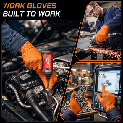 10 Mil HEAVY DUTY Nitrile Gloves Latex Free Rubber Disposable Gloves with Diamond Textured Mechanic BBQ Cooking Gloves