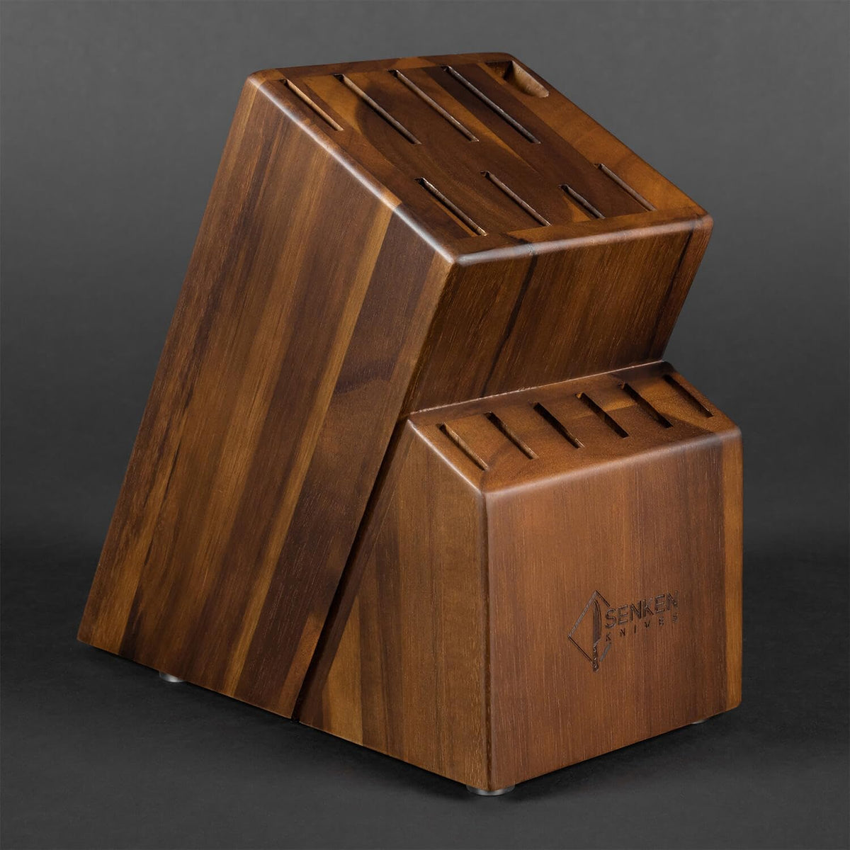 SENKEN Imperial Acacia Knife Block – 15-Slot Wooden Storage Block | For Imperial Collection; Smoothly Finished Natural Acacia Hardwood; Empty Block Without Knives