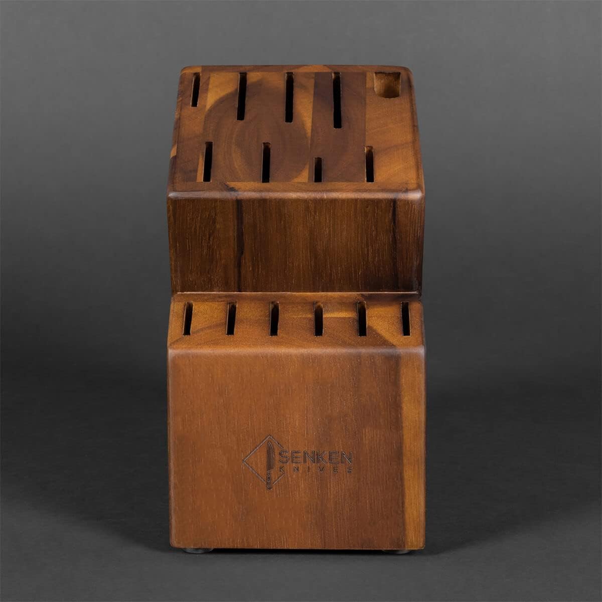 SENKEN Imperial Acacia Knife Block – 15-Slot Wooden Storage Block | For Imperial Collection; Smoothly Finished Natural Acacia Hardwood; Empty Block Without Knives