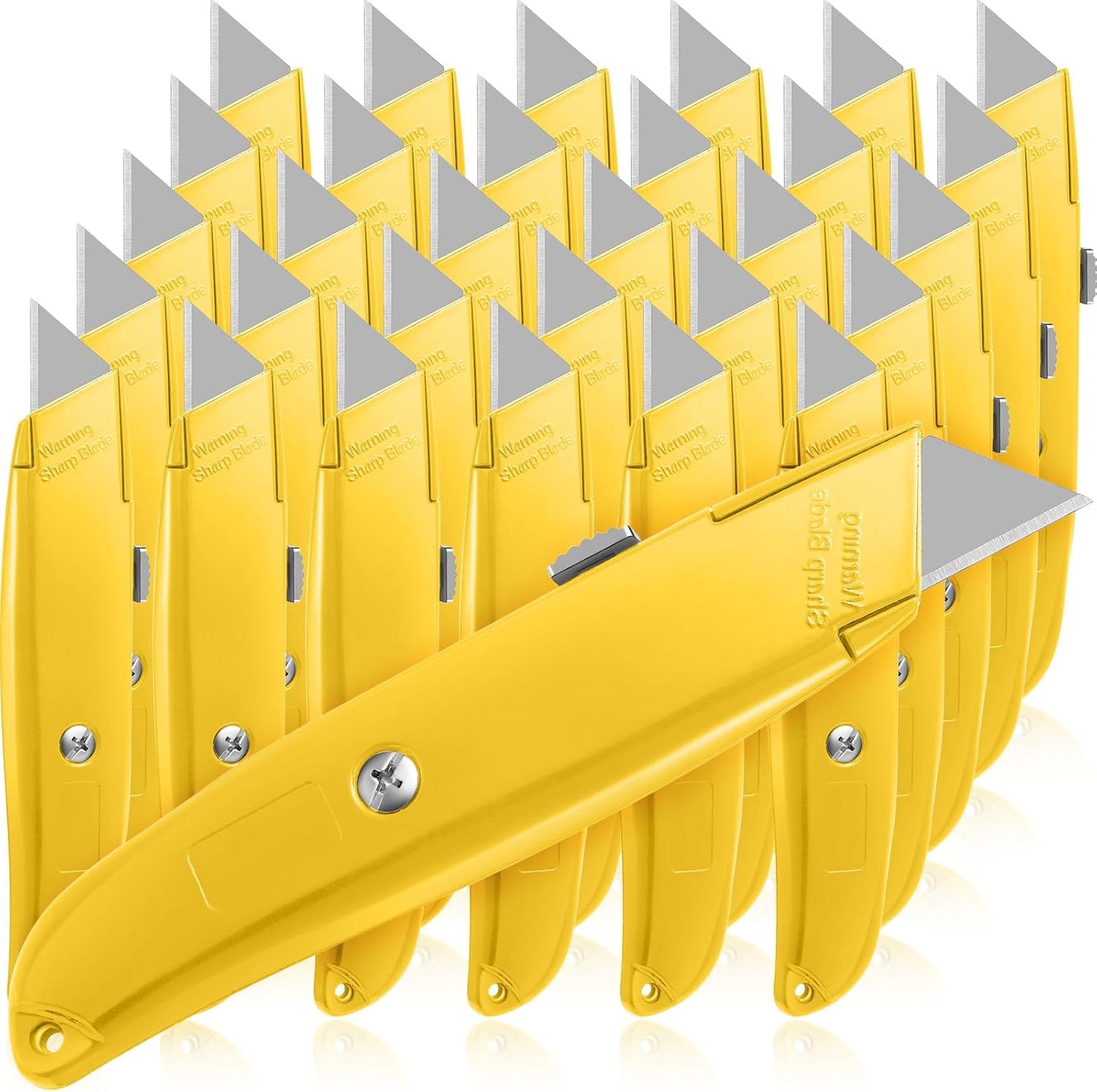 30 Pcs Box Cutter Bulk Retractable Blade Utility Knife Heavy Duty Aluminum Alloy Razor Shell Knife for Cartons, Cardboard and Boxes, DIY, Factory, Home(Red)