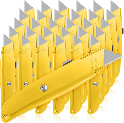 30 Pcs Box Cutter Bulk Retractable Blade Utility Knife Heavy Duty Aluminum Alloy Razor Shell Knife for Cartons, Cardboard and Boxes, DIY, Factory, Home(Red)