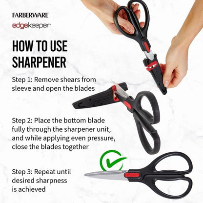 Self-Sharpening Stainless Steel All-Purpose Shears with Edgekeeper Sleeve