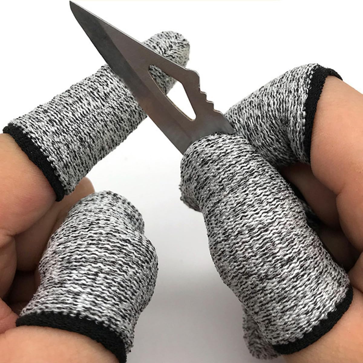 10pcs Cut Resistant Finger Sleeves Anti-wear Finger Cots Covers for Kitchen Cooking and Food Preparation Reusable Gray