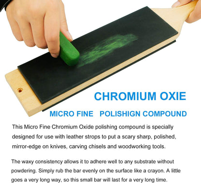 Leather Strop with Polishing Compound, Knife Stropping Kit for Sharpening & Honing Knives Tools