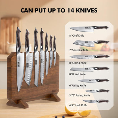 Magnetic Knife Block, Thickened Acacia Wood Kitchen Knife Holder