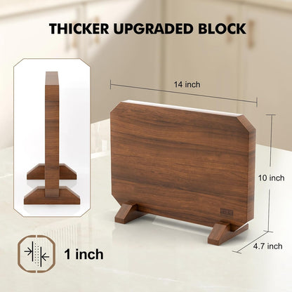 Magnetic Knife Block, Thickened Acacia Wood Kitchen Knife Holder