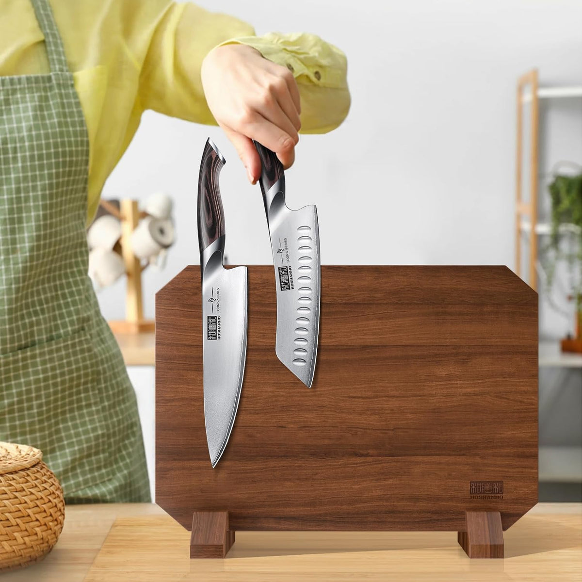 Magnetic Knife Block, Thickened Acacia Wood Kitchen Knife Holder