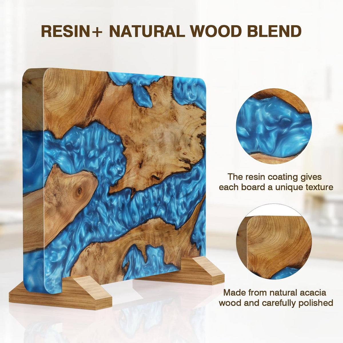Magnetic Knife Block, Thickened Acacia Wood Kitchen Knife Holder