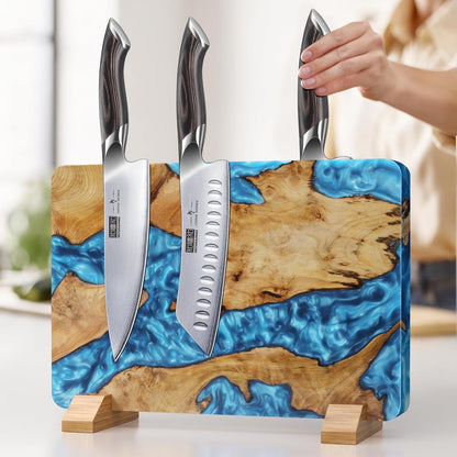 Magnetic Knife Block, Thickened Acacia Wood Kitchen Knife Holder