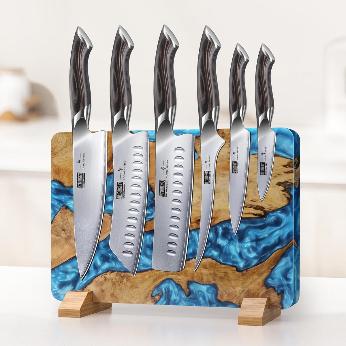 Magnetic Knife Block, Thickened Acacia Wood Kitchen Knife Holder