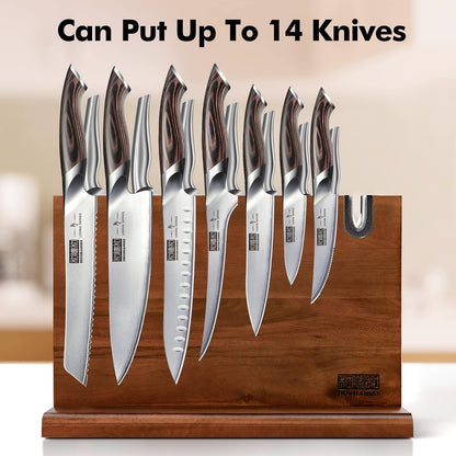 Magnetic Knife Block, Thickened Acacia Wood Kitchen Knife Holder