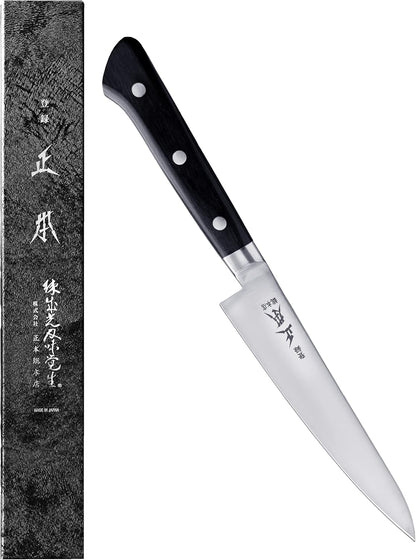 VG Japanese Petty Knife 5" (120mm) Professional Kitchen Small Utility Knife, Ultra Sharp Japanese Stainless Steel Blade, Duracon Handle, Made in JAPAN