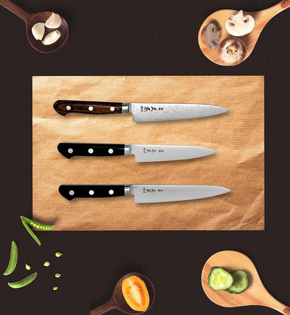 VG Japanese Petty Knife 5" (120mm) Professional Kitchen Small Utility Knife, Ultra Sharp Japanese Stainless Steel Blade, Duracon Handle, Made in JAPAN